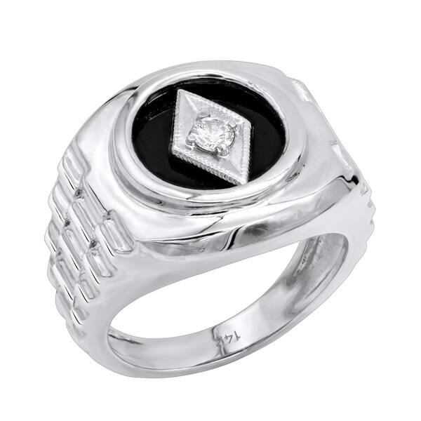 Mens Black Onyx And Diamond Ring 14k Gold 0 1ctw By Luxurman On Sale Overstock Mens Black Onyx And Diamond Ring 14k Gold 0 1ctw By Luxurman On Sale Overstock