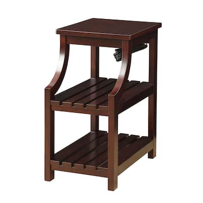 Modern Designs Havana Wooden Accent Side Table with Charging Station - Espresso