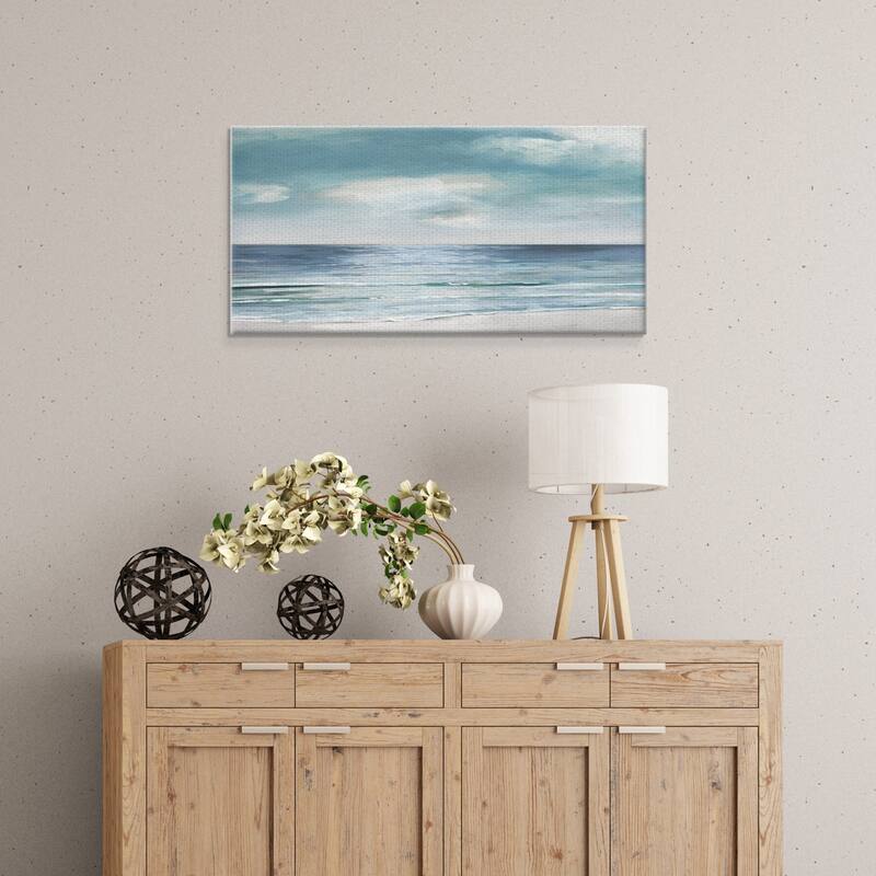 Masterpiece Art Gallery Blue Silver Shore by Sally Swatland Canvas Art - Multi-color