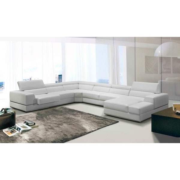 Shop Divani Casa Pella Modern White Leather Sectional Sofa Ships