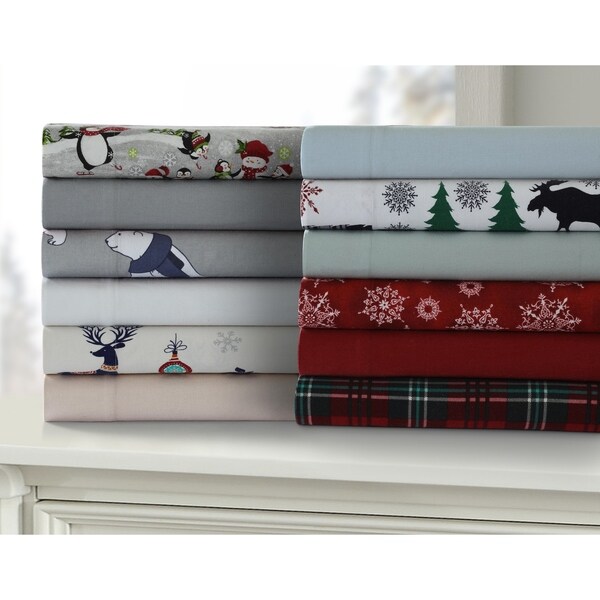 200-GSM Ultra-soft Flannel Deep Pocket Sheet Set with Oversized Flat