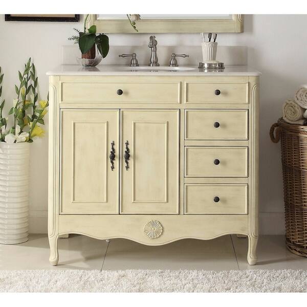 Modetti Modetti Provence 38-inch Single Sink Bathroom Vanity with Marble Top ...