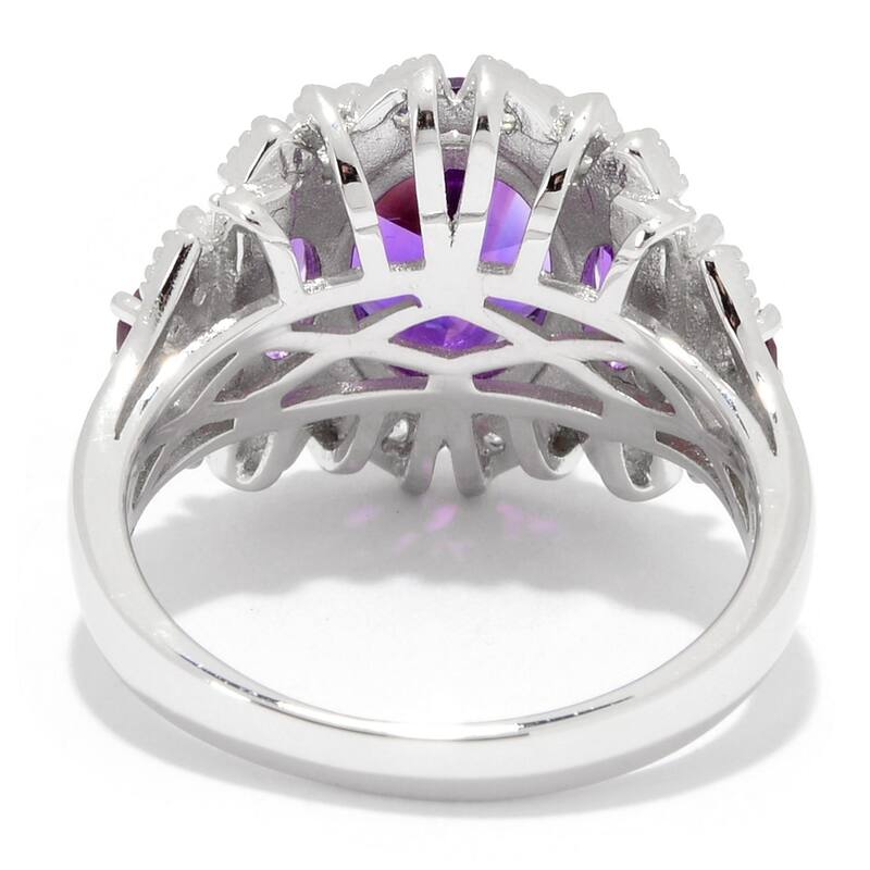 Sterling Silver Amethyst & White Topaz Fancy Halo Ring