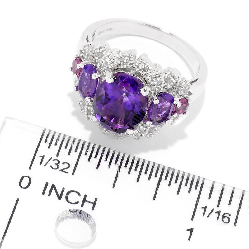 Sterling Silver Amethyst & White Topaz Fancy Halo Ring