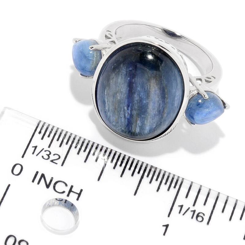 Sterling Silver Multi Shape Kyanite 3-Stone Ring