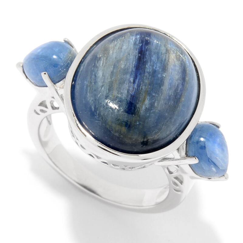 Sterling Silver Multi Shape Kyanite 3-Stone Ring