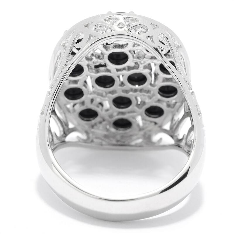 Sterling Silver Black Onyx & White Topaz Oval Shaped Ring