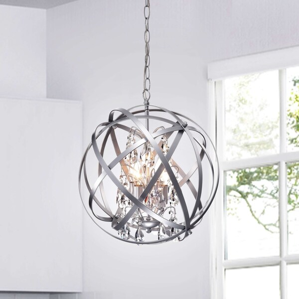 Benita Silver 4-Light Metal Globe Crystal Chandelier
