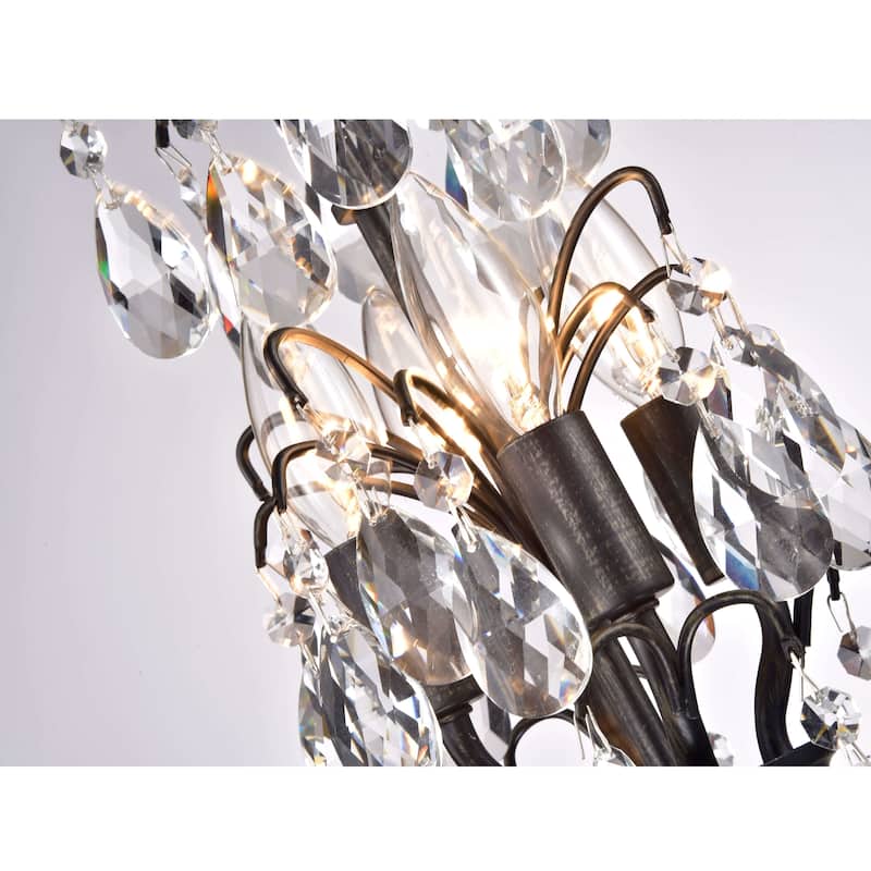Benita Antique Black 4-Light Metal Globe Crystal Chandelier