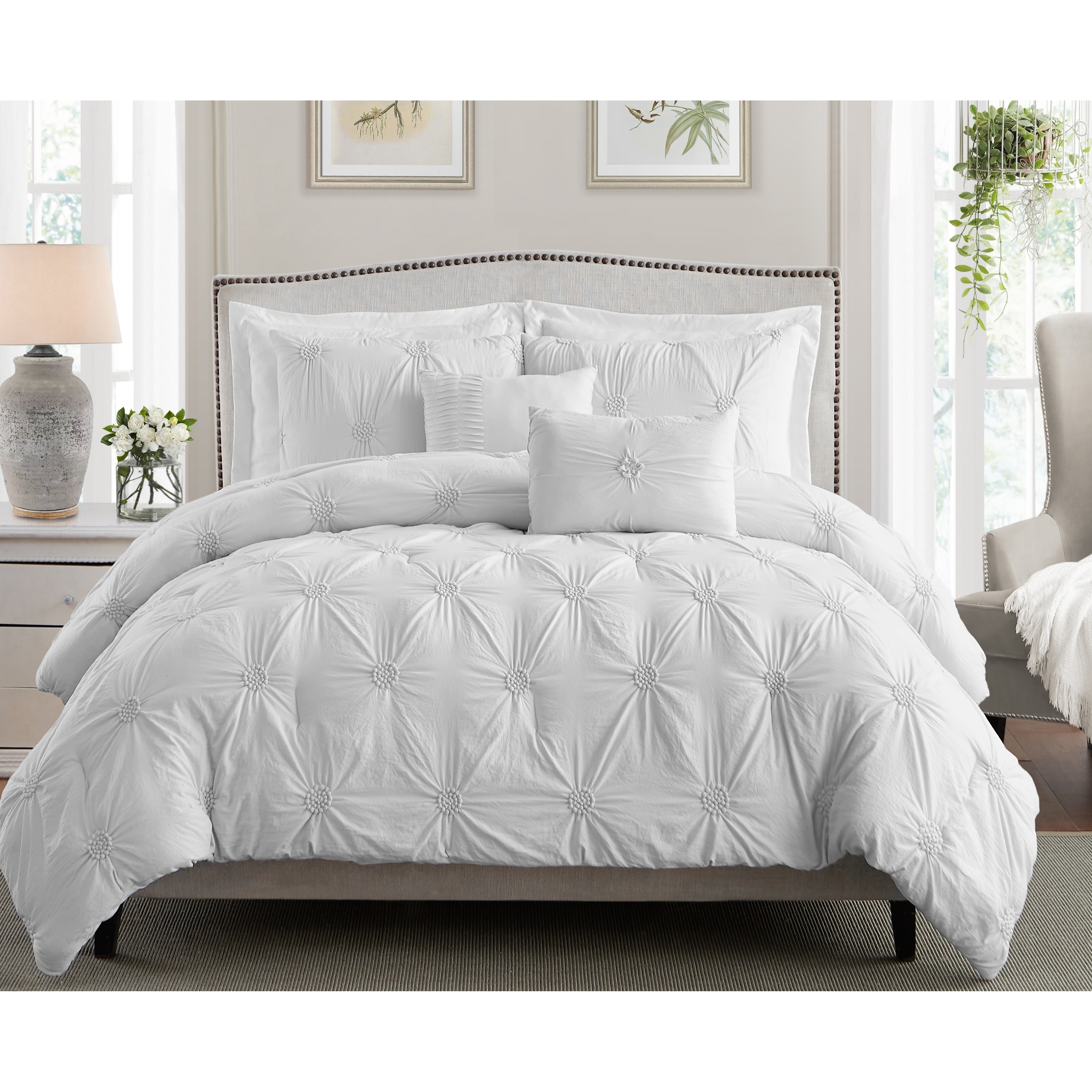 Shop Stylish Extra Plush Comfort Floral Pintuck Comforter Set