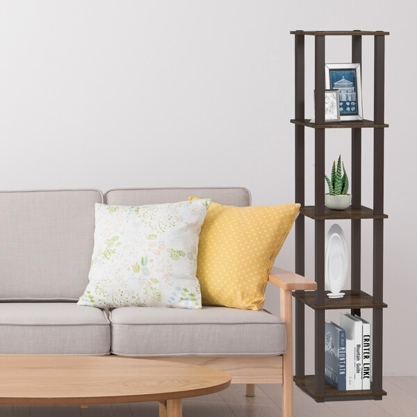 Beech/White Details about   Furinno Turn-S-Tube 5-Tier Corner Square Rack Display Shelf 