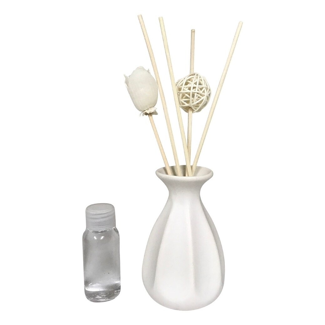 Creative Motion Scented Fragrance For Aroma Therapy - White Ceramic Vase and 1 Aroma Oil