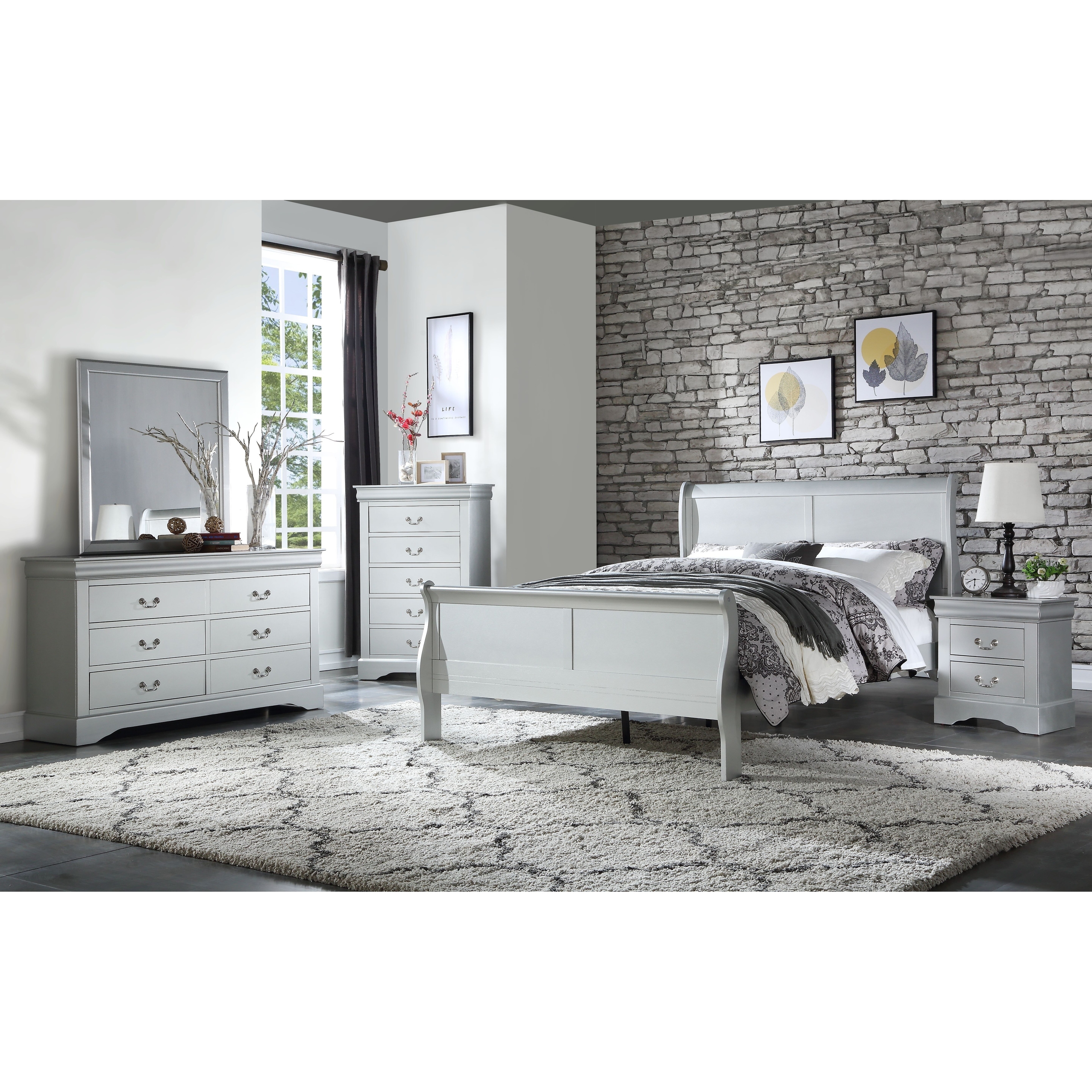 ACME Louis Philippe Twin Bed in Platinum - Bed Bath & Beyond - 24031986