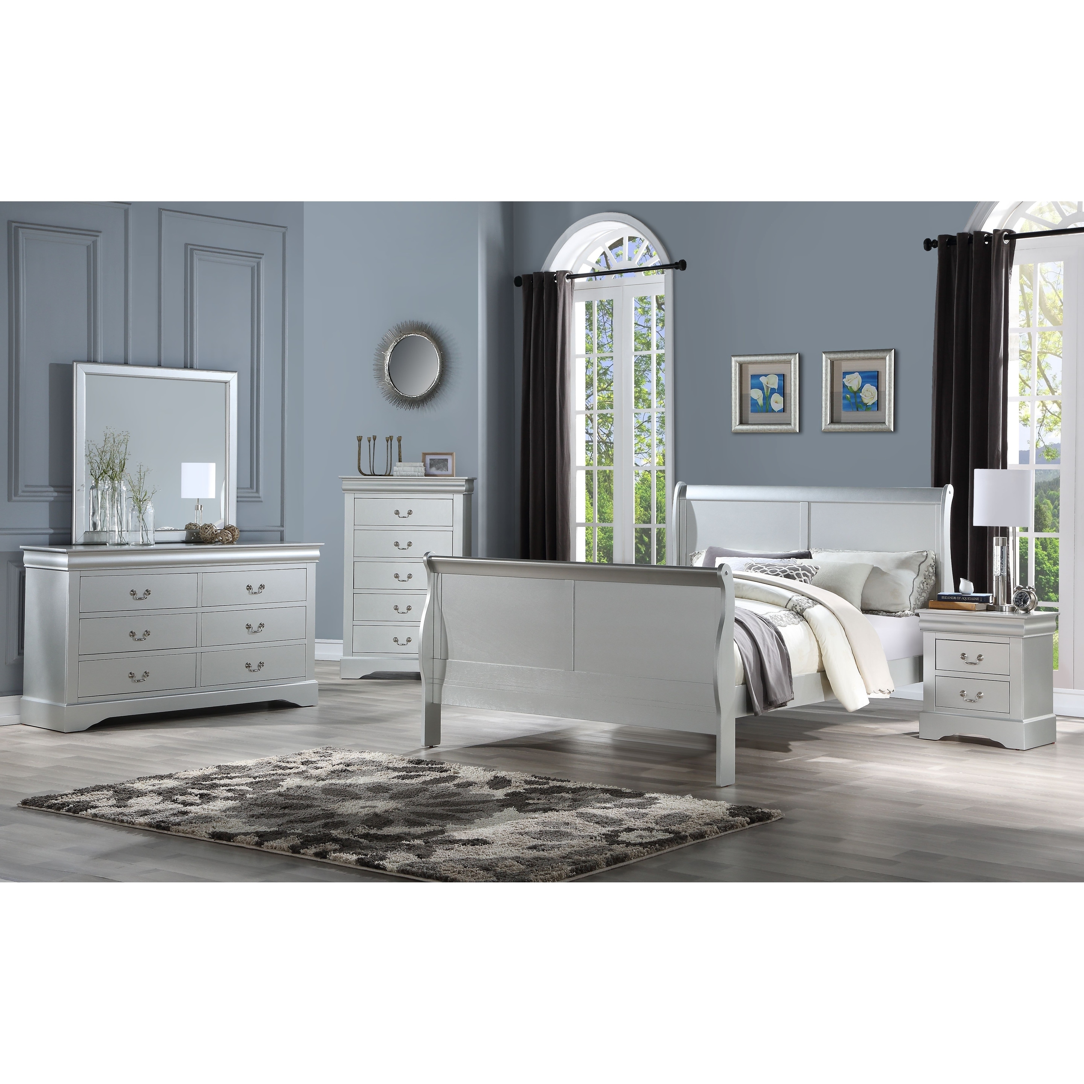 Acme Louis Philippe III Queen Bed Platinum