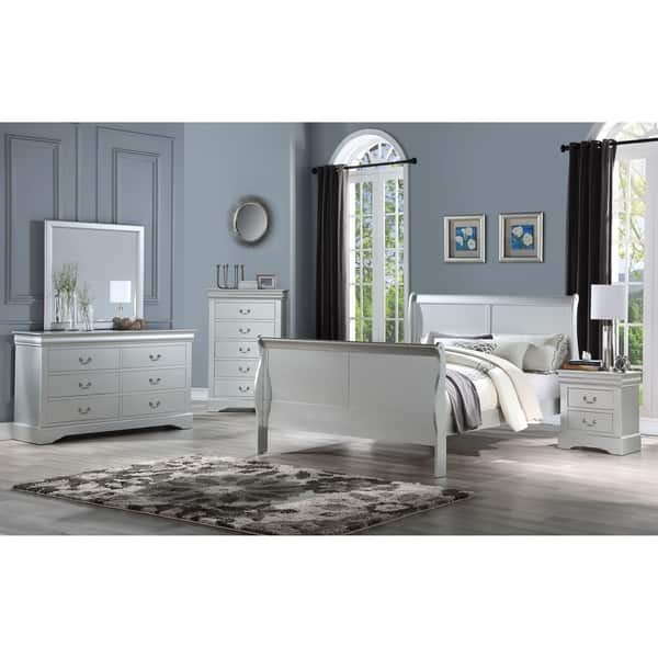 Louis Philippe Platinum Gray 6-Drawer Chest