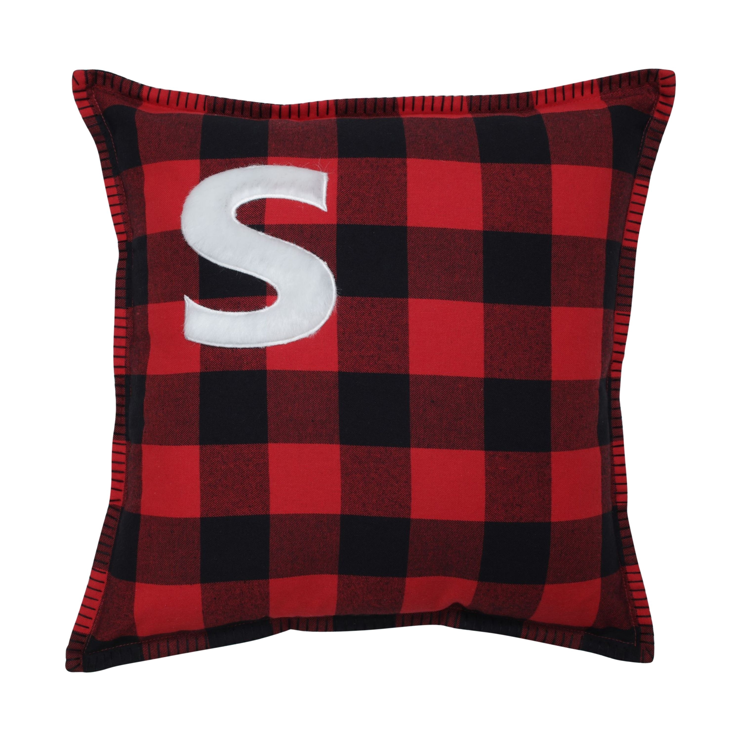 Pillow Perfect Buffalo Plaid Initial Letter 17 inch Throw Pillow