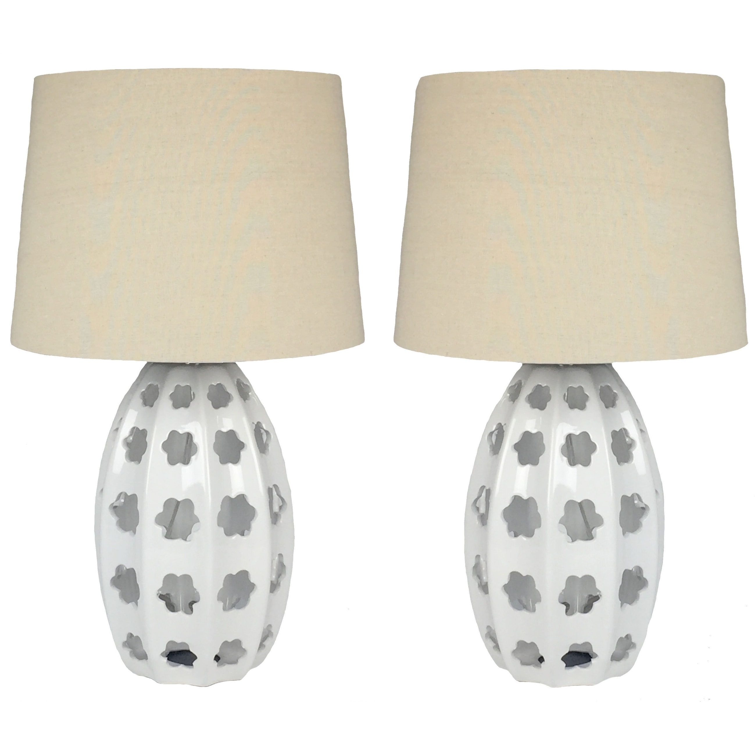 Kimmy Set Of 2 White Ceramic Lamps 23 Inch Overstock 24034254