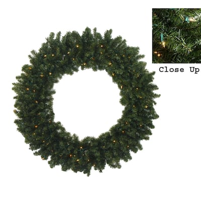 6' Pre-Lit Commercial Canadian Pine Artificial Christmas Wreath - Multi Lights