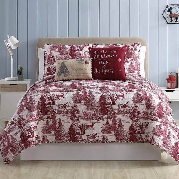 Amrapur Overseas 5-Piece Printed Aspen Reversible Quilt Set