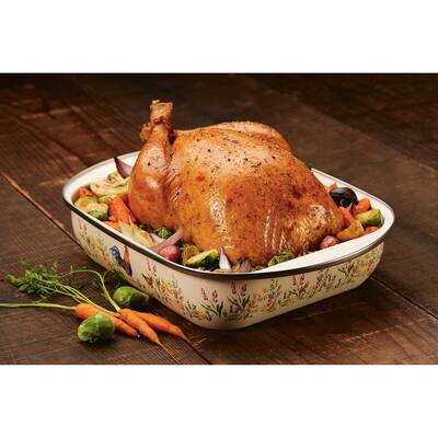 Paula Deen 14" x 12" Roaster with Chrome Rack, Garden Rooster