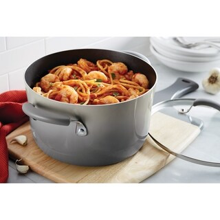 quart nonstick rachael ray casserole enamel cucina oven covered hard round table stockpot brights salt gray sea classic