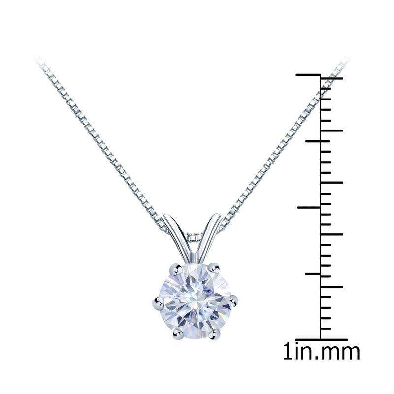 Auriya 14k Gold 1 1/4ctw Round Solitaire Moissanite Necklace 6-prong Basket - 7 mm - 7 mm