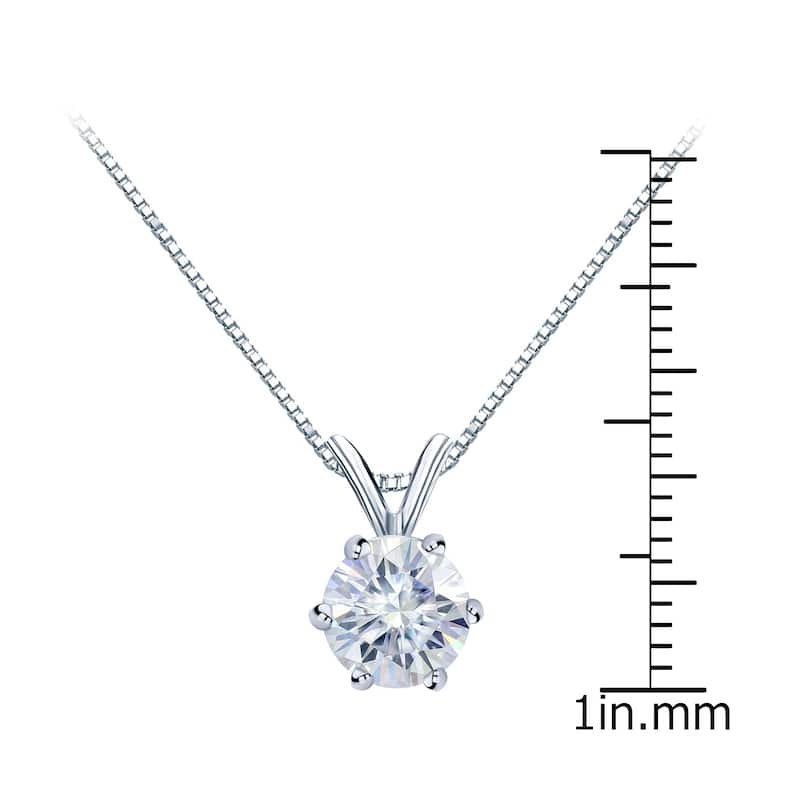 Auriya 1 1/4ctw Round Solitaire Moissanite Necklace 18k Gold - 7 mm - 7 mm