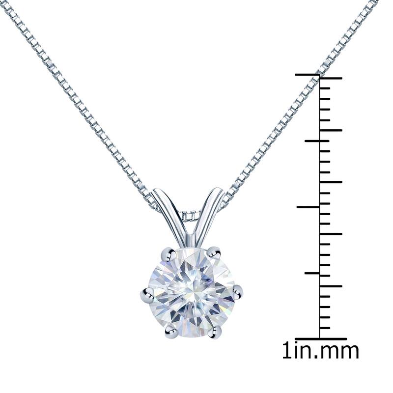 Auriya 2ctw Round Solitaire Moissanite Necklace 18k Gold - 8.2 mm