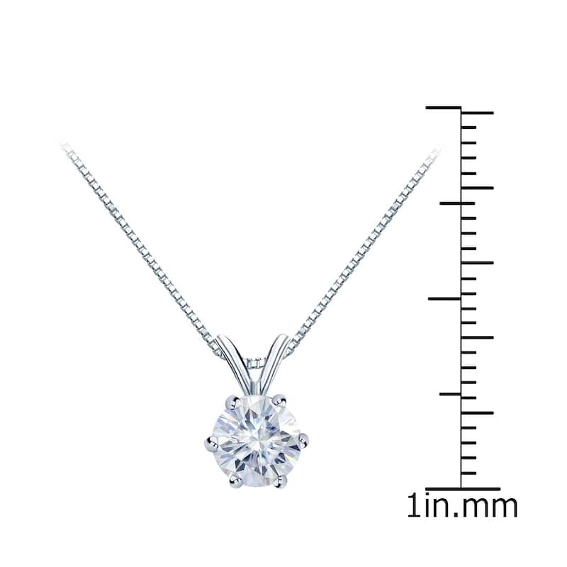 Auriya 3/4ctw Round Solitaire Moissanite Necklace 14k Gold - 5.9 mm - 5.9 mm