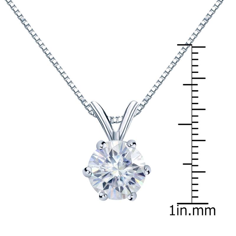Auriya 3 1/2ctw Round Solitaire Moissanite Necklace 14k Gold - 9.8 mm
