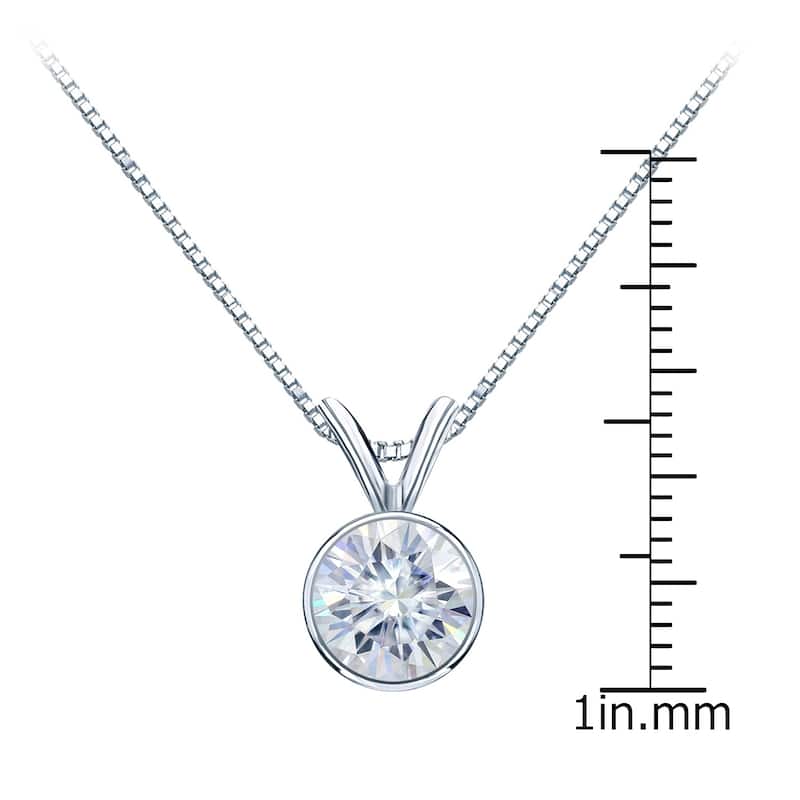 Auriya 1 3/4ctw Bezel-set Round Moissanite Necklace Platinum - 7.8 mm