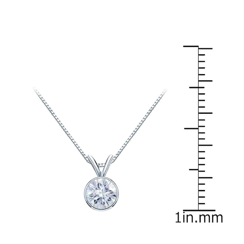 Auriya 1/2ctw Bezel-set Round Moissanite Necklace 18k Gold - 5 mm - 5 mm