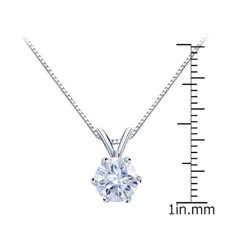Auriya 18k Gold 1 1/4ctw Round Solitaire Moissanite Necklace 6-prong Basket - 7 mm - 7 mm