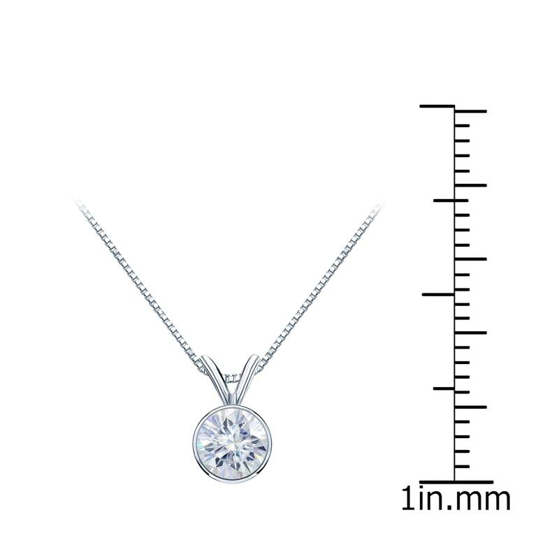 Auriya 1/2ctw Bezel-set Round Moissanite Necklace Platinum - 5 mm - 5 mm