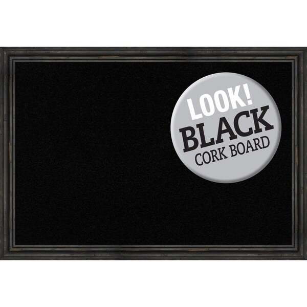 Framed Black Cork Board, Rustic Pine Narrow Black