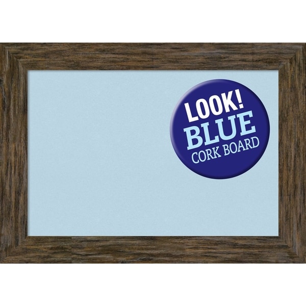 Framed Blue Cork Board, Fencepost Brown