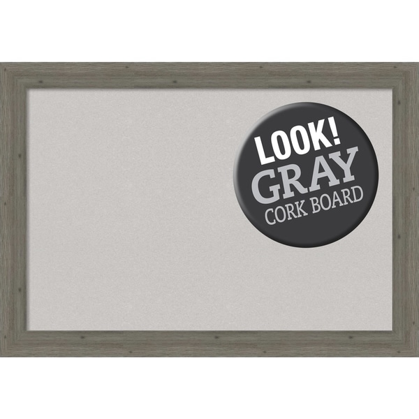 Framed Grey Cork Board, Fencepost Grey Narrow