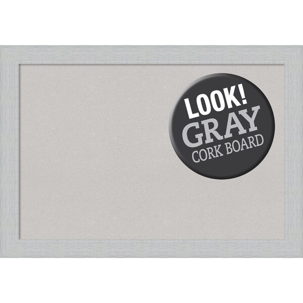 Framed Grey Cork Board, Shiplap White