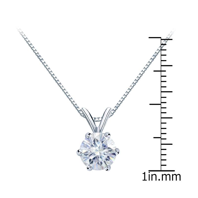 Auriya 1 1/4ctw Round Solitaire Moissanite Necklace 14k Gold - 7 mm - 7 mm