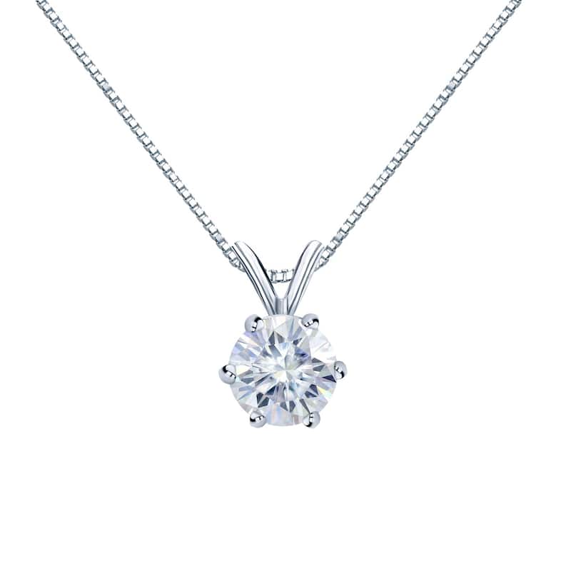Auriya 1/2ctw Round Solitaire Moissanite Necklace 14k Gold - 5 mm - 5 mm
