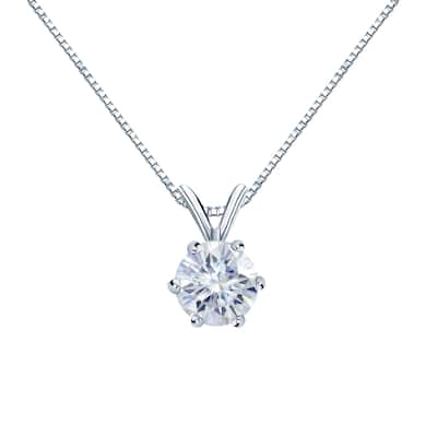 Auriya 1/2ctw Round Solitaire Moissanite Necklace 14k Gold - 5 mm - 5 mm