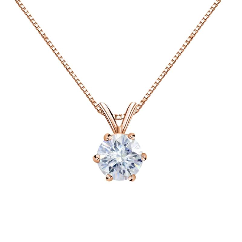 Auriya 1/2ctw Round Solitaire Moissanite Necklace 14k Gold - 5 mm - 5 mm