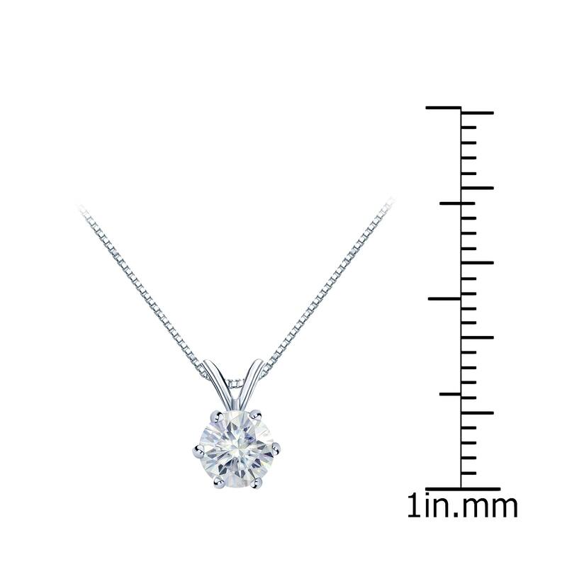 Auriya Round Solitaire Moissanite Necklace 1/2ctw 6-prong Basket 18k Gold - 5 mm - 5 mm