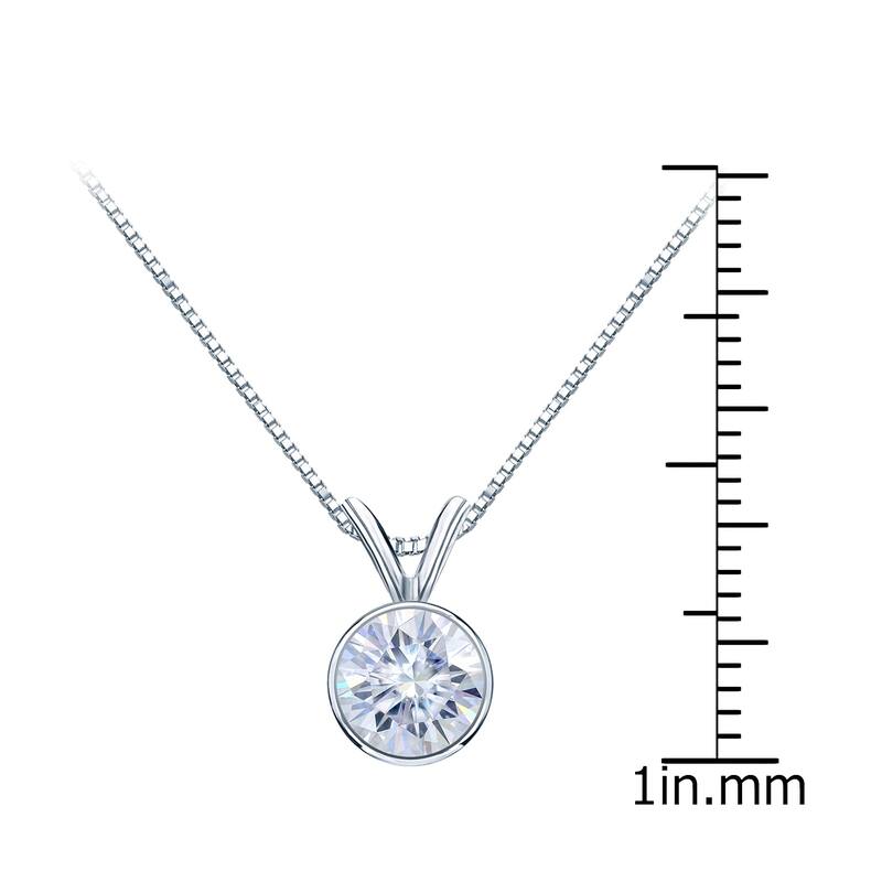 Auriya Platinum 1ctw Solitaire Moissanite Necklace Bezel-set - 6.5 mm - 6.5 mm