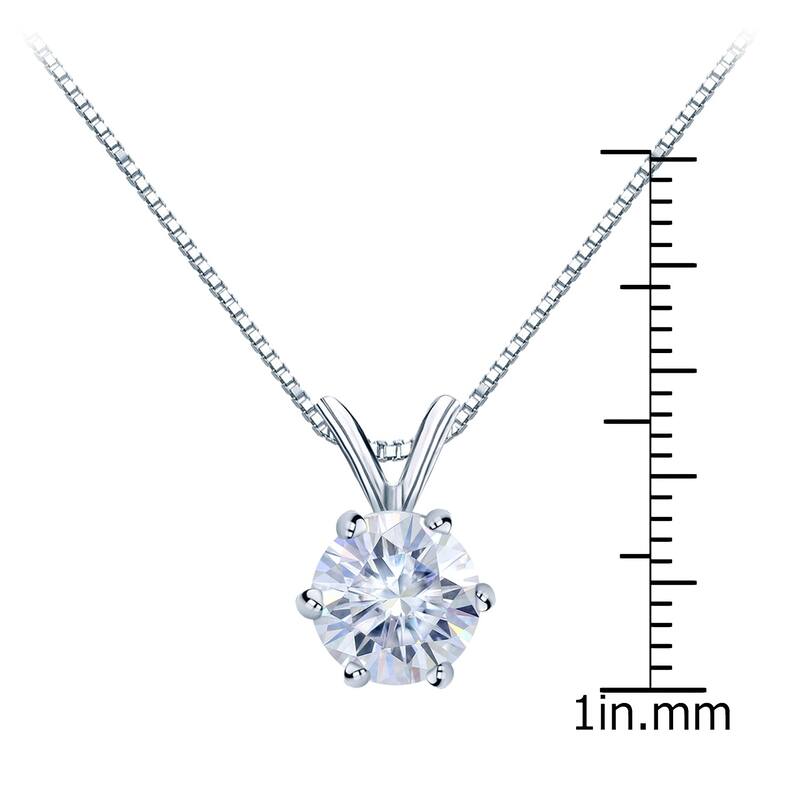 Auriya 14k Gold 1 3/4ctw Round Solitaire Moissanite Necklace 6-prong Basket - 7.8 mm