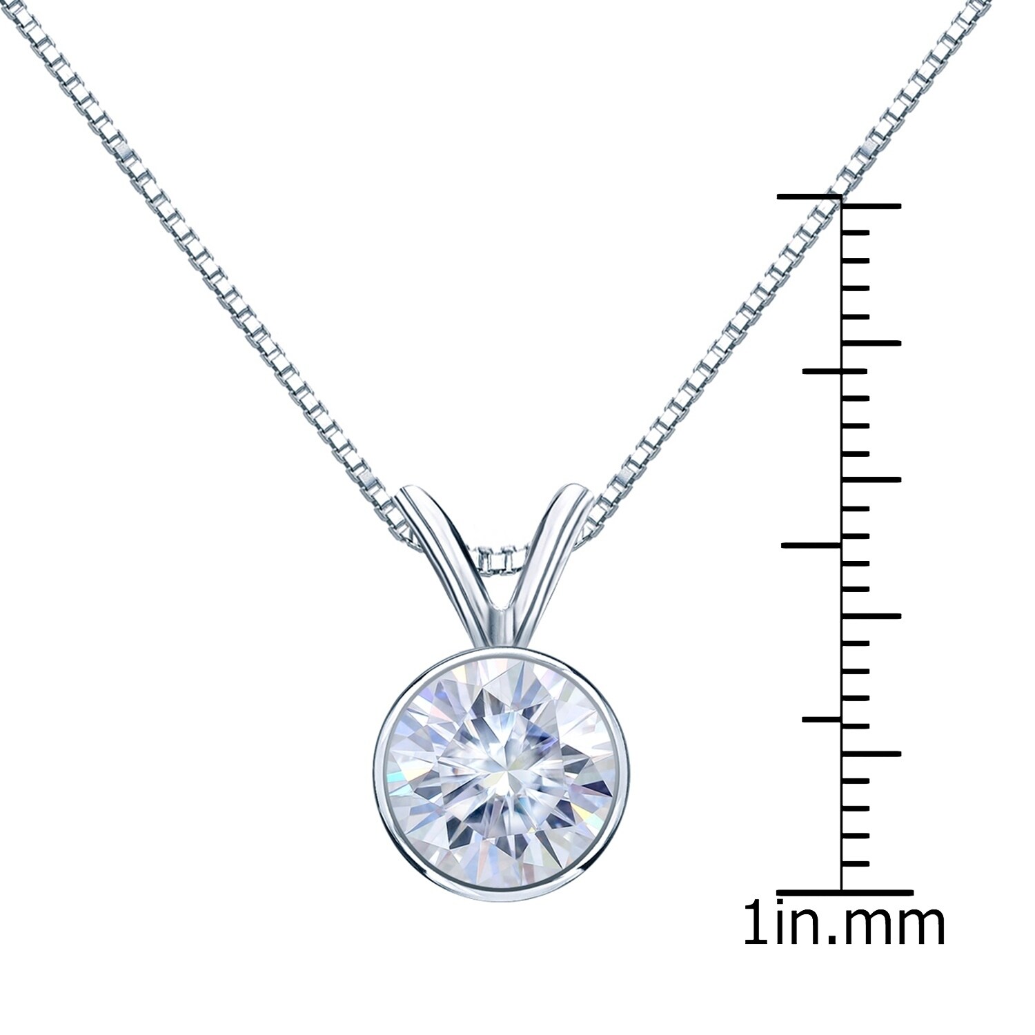 2.50Ct Round Sparkle Moissanite Halo Pendant Free Chain 14K White Gold Finish