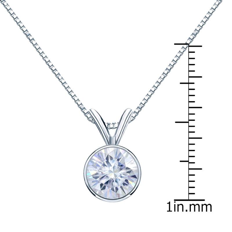 Auriya 18k Gold 2 1/2ctw Solitaire Moissanite Necklace Bezel-set - 8.8 mm