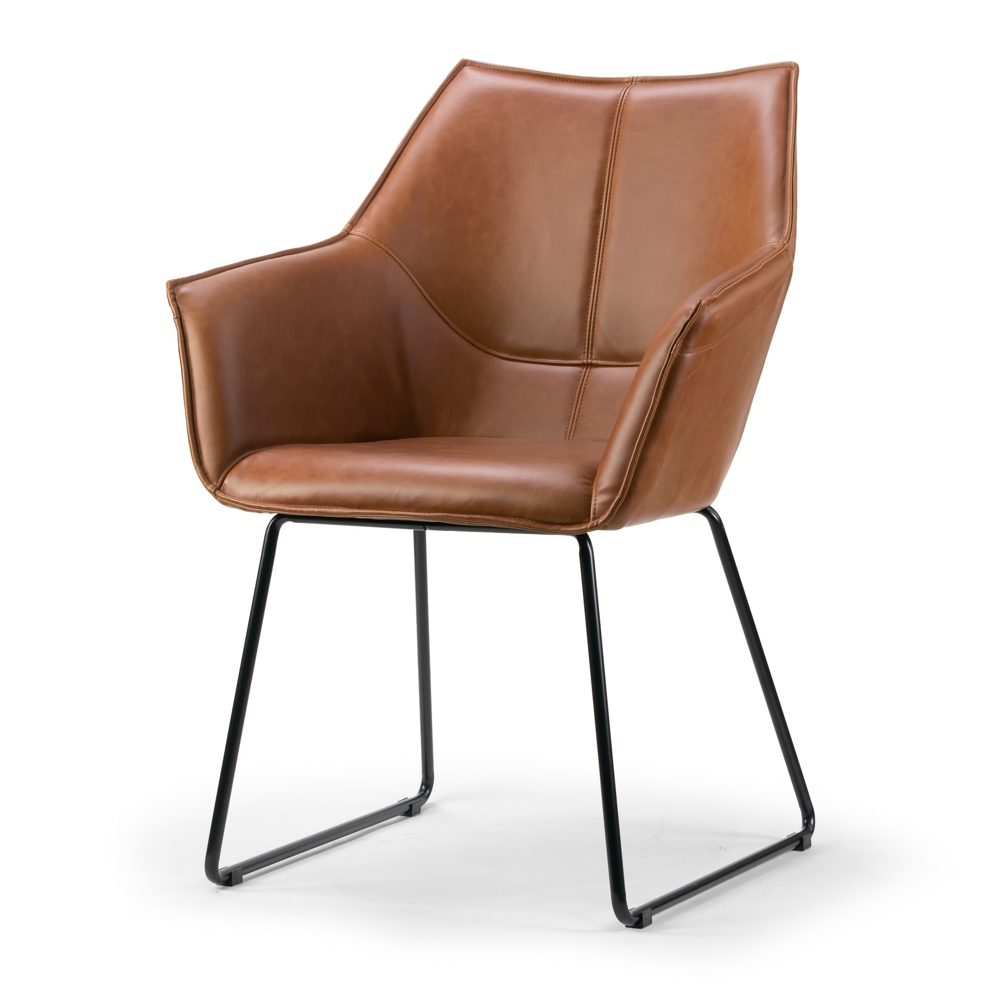 brown leather chair black legs