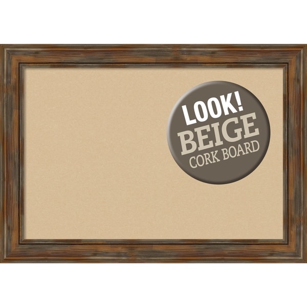Framed Beige Cork Board, Alexandria Rustic Brown