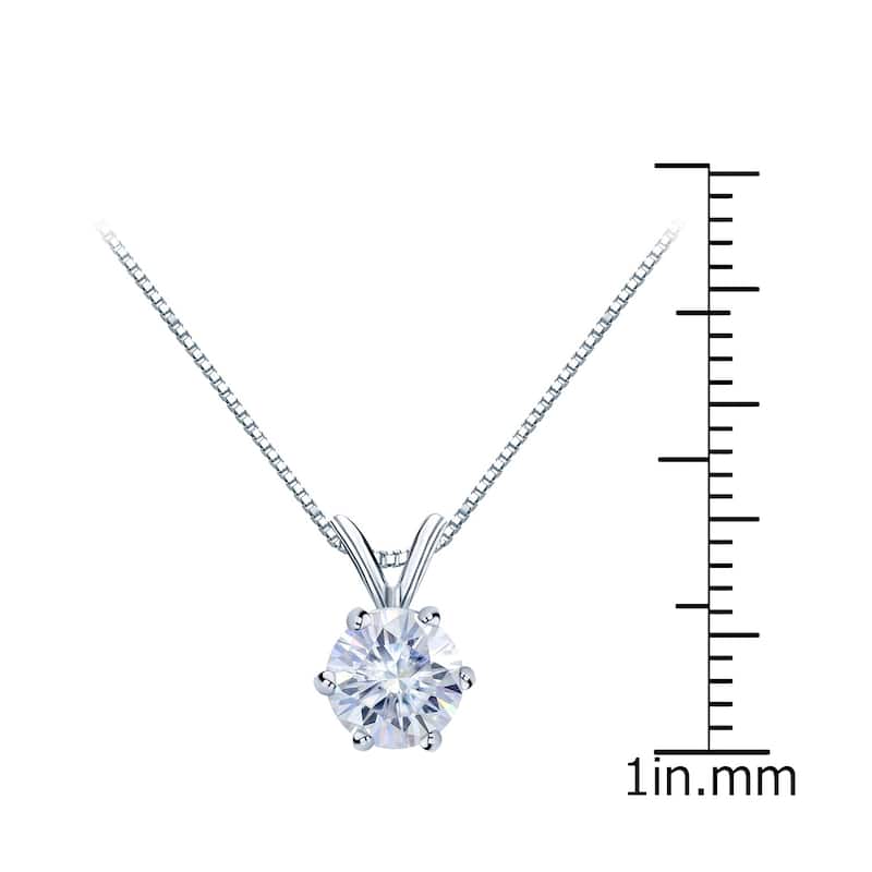 Auriya 18k Gold 3/4ctw Round Solitaire Moissanite Necklace 6-prong Basket - 5.9 mm - 5.9 mm